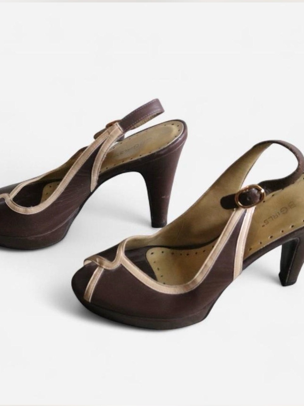 BCBGeneration Y2K Brown Platform Slingback Heels Size 8